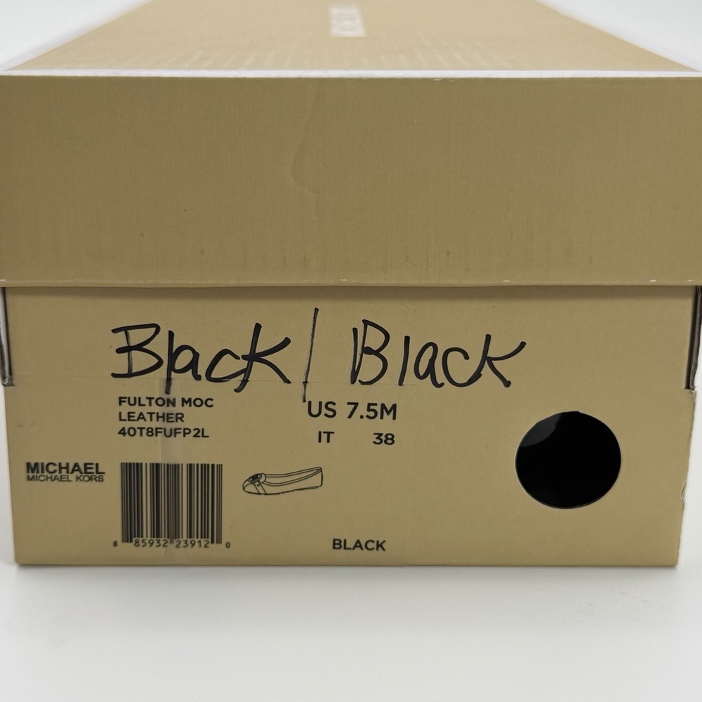 NIB Women Michael Kors Fulton Moc  Leather Flat Shoes Black size 7.5 M - Picture 8 of 8